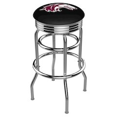 30" L7C3C - Chrome Double Ring Southern Illinois Swivel Bar Stool with 2.5" Ribbed Accent Ring by Holland Bar Stool Company