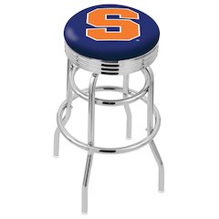 30" L7C3C - Chrome Double Ring Syracuse Swivel Bar Stool with 2.5" Ribbed Accent Ring by Holland Bar Stool Company