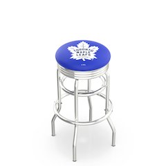 30" L7C3C - Chrome Double Ring Toronto Maple Leafs Swivel Bar Stool with 2.5" Ribbed Accent Ring by Holland Bar Stool Company