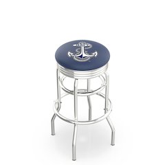 30" L7C3C - Chrome Double Ring US Naval Academy (NAVY) Swivel Bar Stool with 2.5" Ribbed Accent Ring by Holland Bar Stool Company