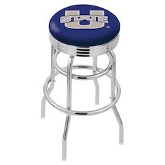 30" L7C3C - Chrome Double Ring Utah State Swivel Bar Stool with 2.5" Ribbed Accent Ring by Holland Bar Stool Company