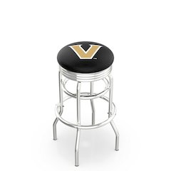 30" L7C3C - Chrome Double Ring Vanderbilt Swivel Bar Stool with 2.5" Ribbed Accent Ring by Holland Bar Stool Company
