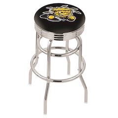30" L7C3C - Chrome Double Ring Wichita State Swivel Bar Stool with 2.5" Ribbed Accent Ring by Holland Bar Stool Company