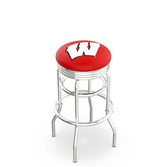 30" L7C3C - Chrome Double Ring Wisconsin "W" Swivel Bar Stool with 2.5" Ribbed Accent Ring by Holland Bar Stool Company