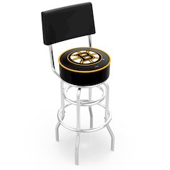 30" L7C4 - Chrome Double Ring Boston Bruins Swivel Bar Stool with a Back by Holland Bar Stool Company