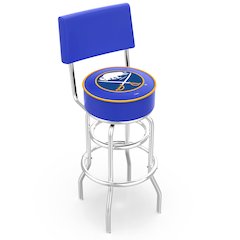 30" L7C4 - Chrome Double Ring Buffalo Sabres Swivel Bar Stool with a Back by Holland Bar Stool Company