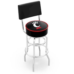 30" L7C4 - Chrome Double Ring Cincinnati Swivel Bar Stool with a Back by Holland Bar Stool Company