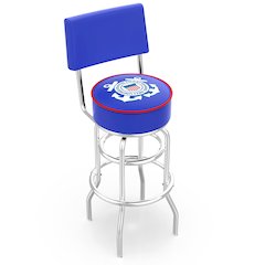 30" L7C4 - Chrome Double Ring U.S. Coast Guard Swivel Bar Stool with a Back by Holland Bar Stool Company