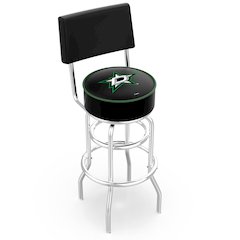 30" L7C4 - Chrome Double Ring Dallas Stars Swivel Bar Stool with a Back by Holland Bar Stool Company