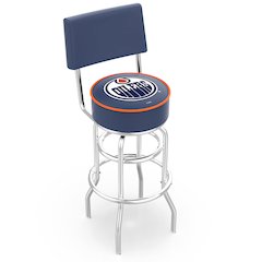 30" L7C4 - Chrome Double Ring Edmonton Oilers Swivel Bar Stool with a Back by Holland Bar Stool Company