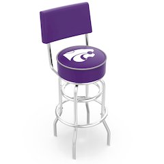 30" L7C4 - Chrome Double Ring Kansas State Swivel Bar Stool with a Back by Holland Bar Stool Company