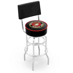 30" L7C4 - Chrome Double Ring U.S. Marines Swivel Bar Stool with a Back by Holland Bar Stool Company