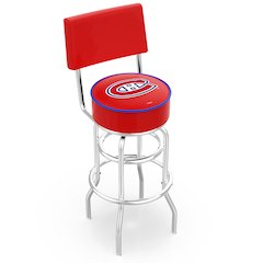 30" L7C4 - Chrome Double Ring Montreal Canadiens Swivel Bar Stool with a Back by Holland Bar Stool Company