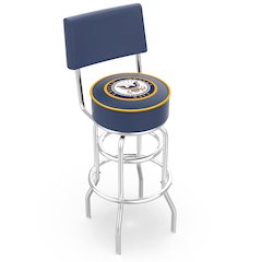 30" L7C4 - Chrome Double Ring U.S. Navy Swivel Bar Stool with a Back by Holland Bar Stool Company