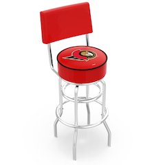 30" L7C4 - Chrome Double Ring Ottawa Senators Swivel Bar Stool with a Back by Holland Bar Stool Company