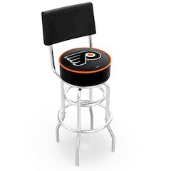 30" L7C4 - Chrome Double Ring Philadelphia Flyers Swivel Bar Stool with a Back by Holland Bar Stool Company