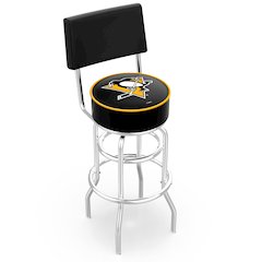 30" L7C4 - Chrome Double Ring Pittsburgh Penguins Swivel Bar Stool with a Back by Holland Bar Stool Company