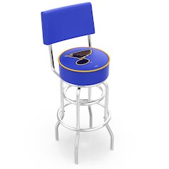 30" L7C4 - Chrome Double Ring St Louis Blues Swivel Bar Stool with a Back by Holland Bar Stool Company
