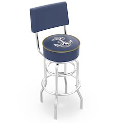 30" L7C4 - Chrome Double Ring US Naval Academy (NAVY) Swivel Bar Stool with a Back by Holland Bar Stool Company