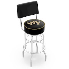30" L7C4 - Chrome Double Ring Wake Forest Swivel Bar Stool with a Back by Holland Bar Stool Company