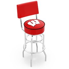 30" L7C4 - Chrome Double Ring Wisconsin "W" Swivel Bar Stool with a Back by Holland Bar Stool Company