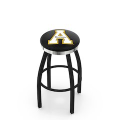 36" L8B2C - Black Wrinkle Appalachian State Swivel Bar Stool with Chrome Accent Ring by Holland Bar Stool Company