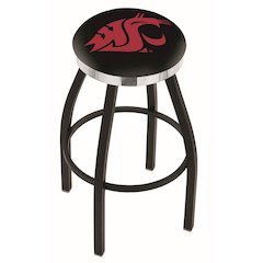 36" L8B2C - Black Wrinkle Washington State Swivel Bar Stool with Chrome Accent Ring by Holland Bar Stool Company