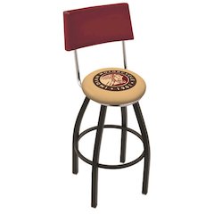 30" L8C3C - Chrome Indian Motorcycle Swivel Bar Stool with 2.5" Ribbed Accent Ring by Holland Bar Stool Company