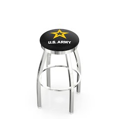30" L8C2C - Chrome U.S. Army Swivel Bar Stool with Accent Ring by Holland Bar Stool Company