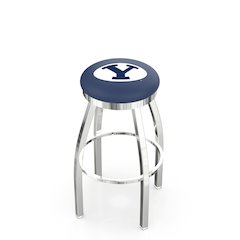 30" L8C2C - Chrome Brigham Young Swivel Bar Stool with Accent Ring by Holland Bar Stool Company