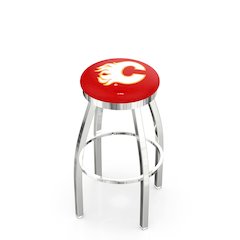 30" L8C2C - Chrome Calgary Flames Swivel Bar Stool with Accent Ring by Holland Bar Stool Company