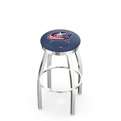 30" L8C2C - Chrome Columbus Blue Jackets Swivel Bar Stool with Accent Ring by Holland Bar Stool Company