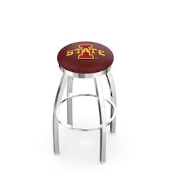 36" L8C2C - Chrome Iowa State Swivel Bar Stool with Accent Ring by Holland Bar Stool Company