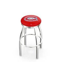36" L8C2C - Chrome Montreal Canadiens Swivel Bar Stool with Accent Ring by Holland Bar Stool Company