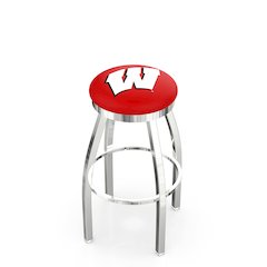 36" L8C2C - Chrome Wisconsin "W" Swivel Bar Stool with Accent Ring by Holland Bar Stool Company