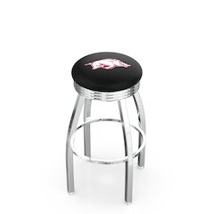 30" L8C3C - Chrome Arkansas Swivel Bar Stool with 2.5" Ribbed Accent Ring by Holland Bar Stool Company