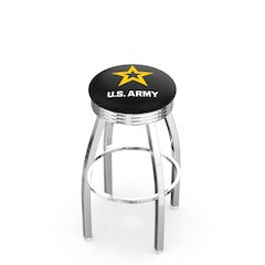 30" L8C3C - Chrome U.S. Army Swivel Bar Stool with 2.5" Ribbed Accent Ring by Holland Bar Stool Company
