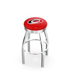 30" L8C3C - Chrome Carolina Hurricanes Swivel Bar Stool with 2.5" Ribbed Accent Ring by Holland Bar Stool Company
