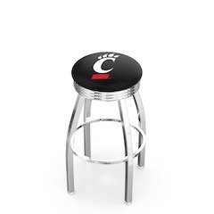 30" L8C3C - Chrome Cincinnati Swivel Bar Stool with 2.5" Ribbed Accent Ring by Holland Bar Stool Company
