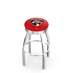 30" L8C3C - Chrome Florida Panthers Swivel Bar Stool with 2.5" Ribbed Accent Ring by Holland Bar Stool Company