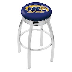 30" L8C3C - Chrome Kent State Swivel Bar Stool with 2.5" Ribbed Accent Ring by Holland Bar Stool Company