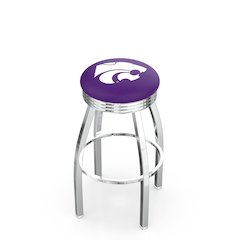 30" L8C3C - Chrome Kansas State Swivel Bar Stool with 2.5" Ribbed Accent Ring by Holland Bar Stool Company