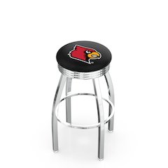 30" L8C3C - Chrome Louisville Swivel Bar Stool with 2.5" Ribbed Accent Ring by Holland Bar Stool Company