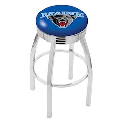 30" L8C3C - Chrome Maine Swivel Bar Stool with 2.5" Ribbed Accent Ring by Holland Bar Stool Company