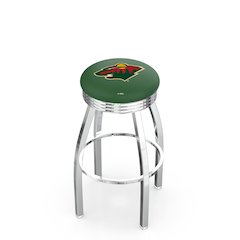 30" L8C3C - Chrome Minnesota Wild Swivel Bar Stool with 2.5" Ribbed Accent Ring by Holland Bar Stool Company