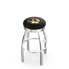 30" L8C3C - Chrome Missouri Swivel Bar Stool with 2.5" Ribbed Accent Ring by Holland Bar Stool Company