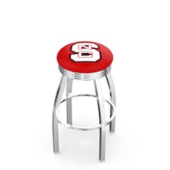 30" L8C3C - Chrome North Carolina State Swivel Bar Stool with 2.5" Ribbed Accent Ring by Holland Bar Stool Company