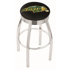 30" L8C3C - Chrome North Dakota State Swivel Bar Stool with 2.5" Ribbed Accent Ring by Holland Bar Stool Company