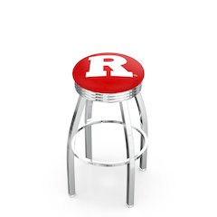 30" L8C3C - Chrome Rutgers Swivel Bar Stool with 2.5" Ribbed Accent Ring by Holland Bar Stool Company