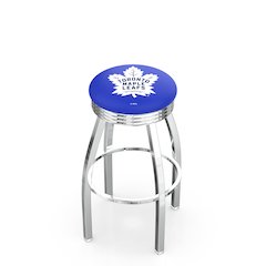 30" L8C3C - Chrome Toronto Maple Leafs Swivel Bar Stool with 2.5" Ribbed Accent Ring by Holland Bar Stool Company